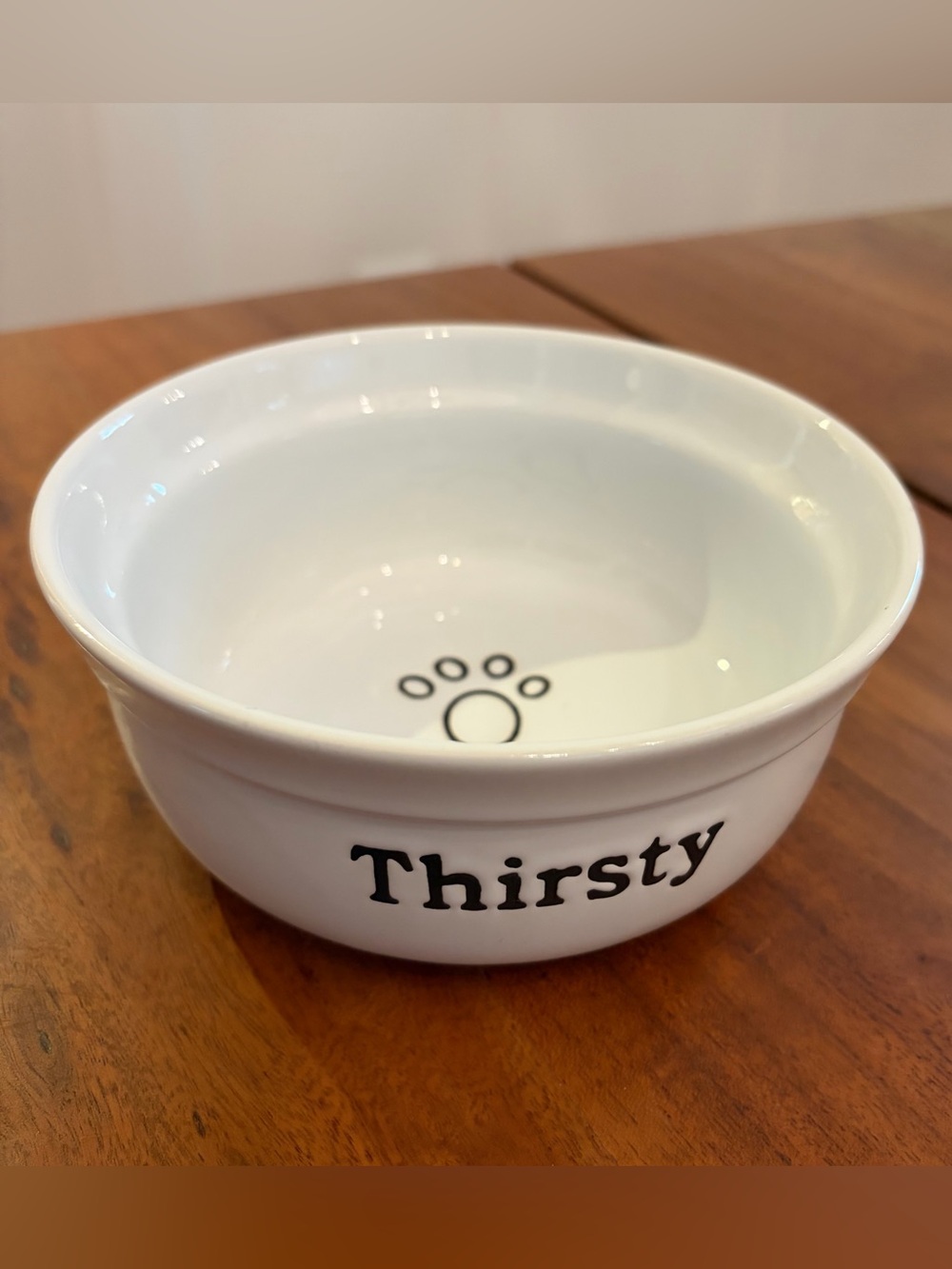 Signature Housewares Thirsty Ceramic Pet Dog Cat Bowl Double Sided Paw Print 6"